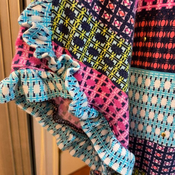 RAFAELLA WEEKEND WOMEN'S SHORT SLEEVE RUFFLE MULTI-COLOR SHIRT SIZE MEDIUM - Picture 3 of 4